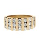 Seven Row Diamond Square Shank Ring in Yellow Gold
